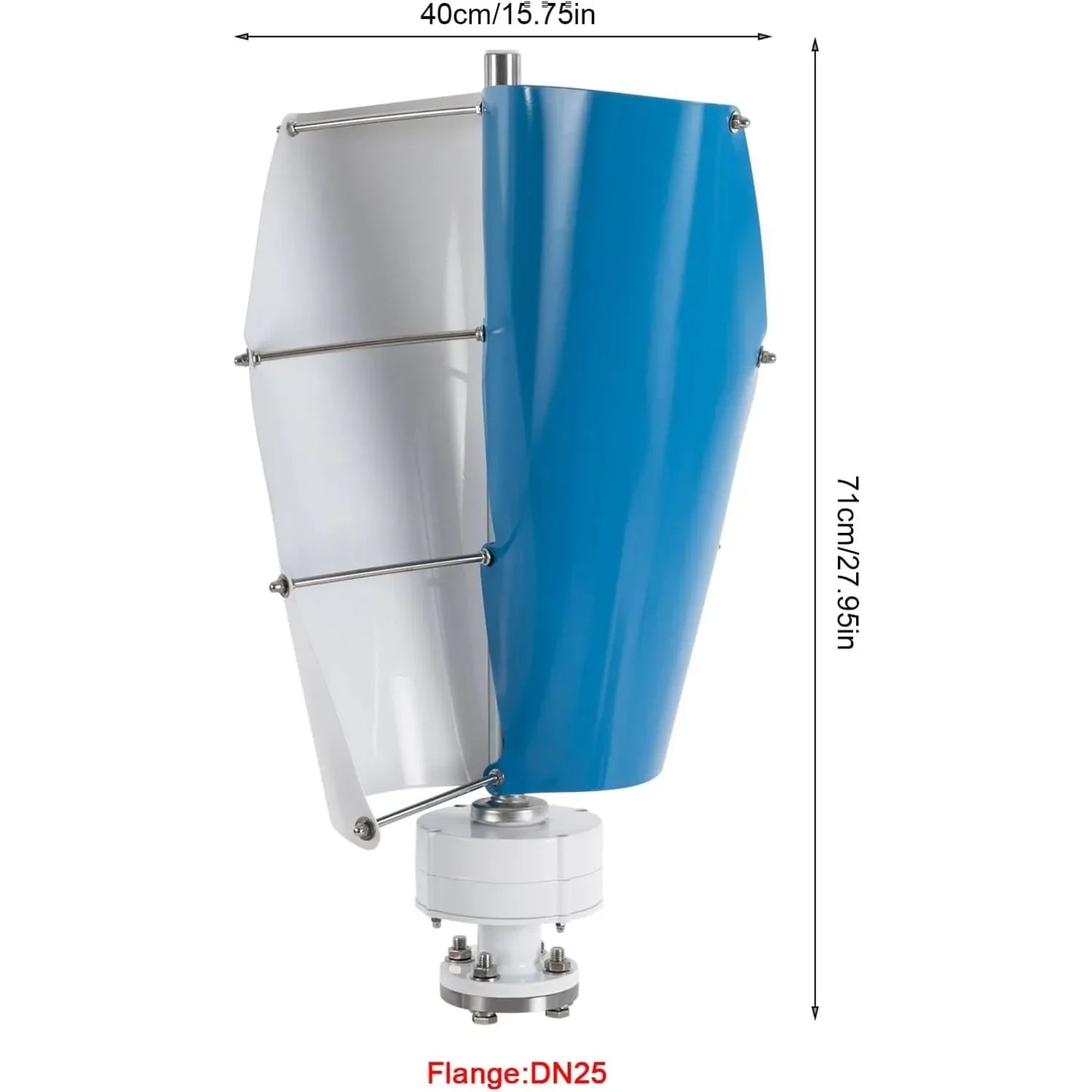 Windturbine – Windgenerator – Windmolen – Duurzame Energie – 500W Vermogen – IP67 Bescherming – Fluisterstil Minder Dan 62 dB - Blauw & Wit