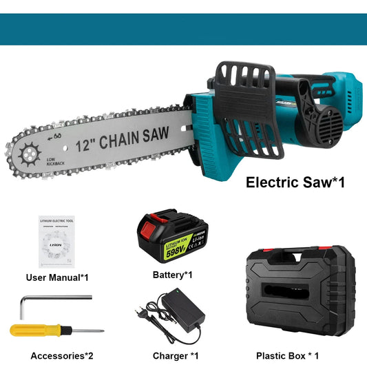 Kettingzaag - Takkenzaag - Handzaag - Snoeizaag - Draadloze - 12 Inch - 18V - 18000 RPM - Brushless - Boom- en Houtzagen - Tuin - 1 Accu
