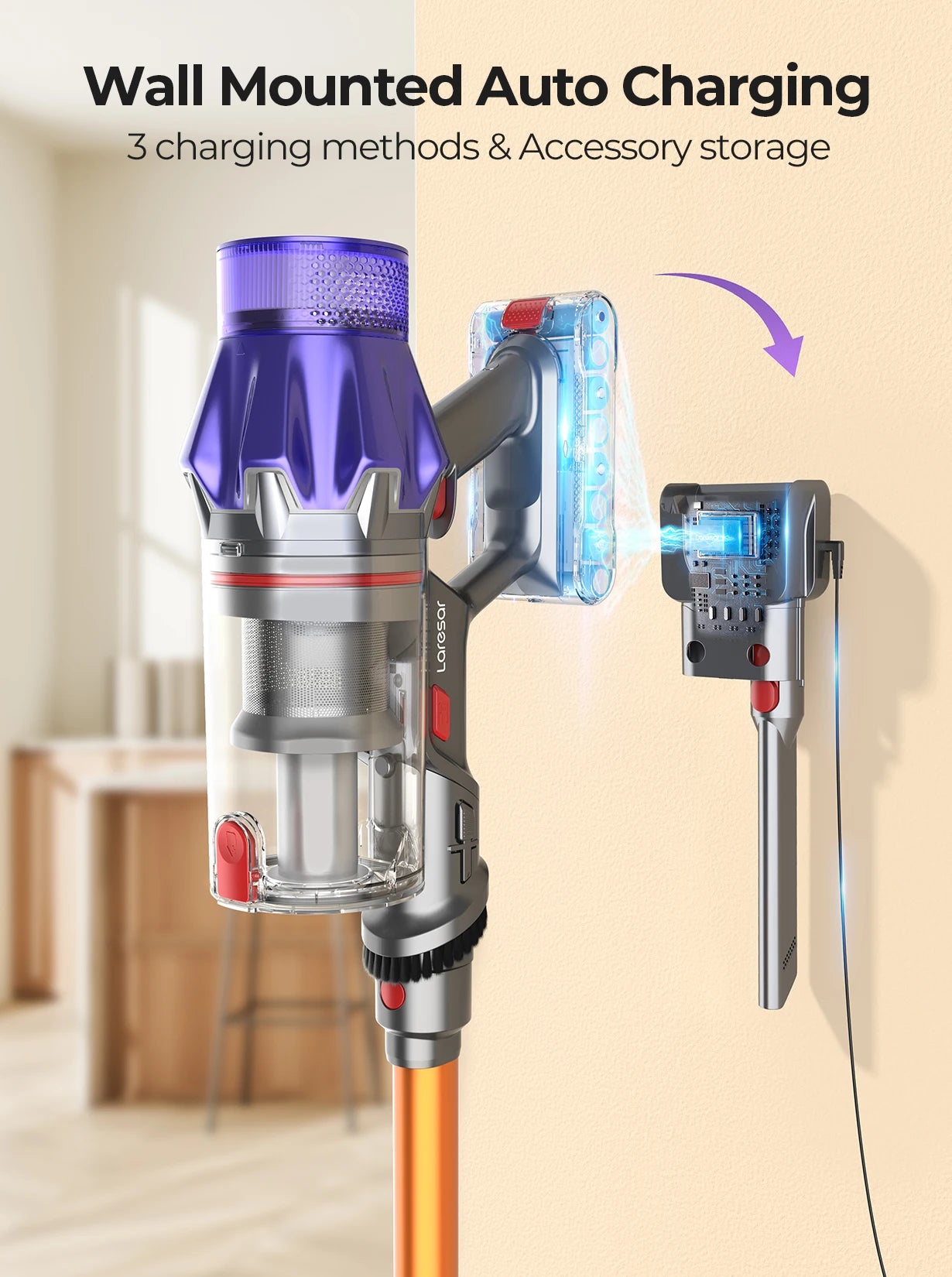 Steelstofzuiger - Stofzuiger - Draadloze - Vacuum Cleaner - 500W - 50.000PA Zuigkracht – Verwijderbare Accu – Handstofzuiger – Slimme LED-functies