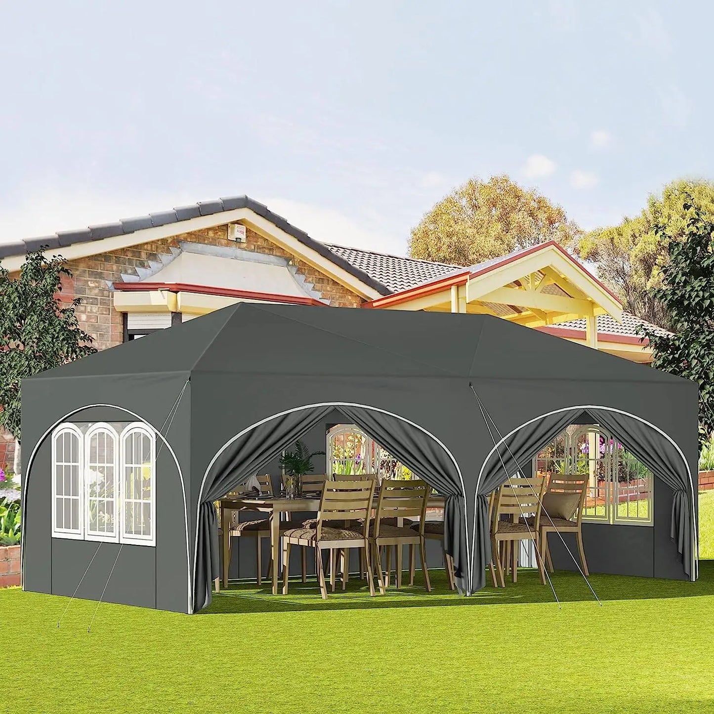 Tuinpaviljoen – Partytent – Outdoor Tent – Tuinkamer – Markttent – Waterdicht – 3x6 Meter – UV-Bescherming - Grijs