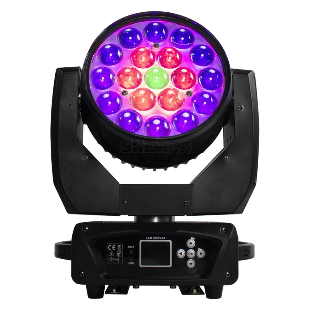 Discolamp - Party Lights - Disco licht - Party Laser  - Podiumverlichting - Mini LED & Laser Party Lamp - 19x15W Zoom & DMX-compatibel -  Discobal - Beam+Wash RGBW Moving Head Lich - met Flight Case - 1 Stuk