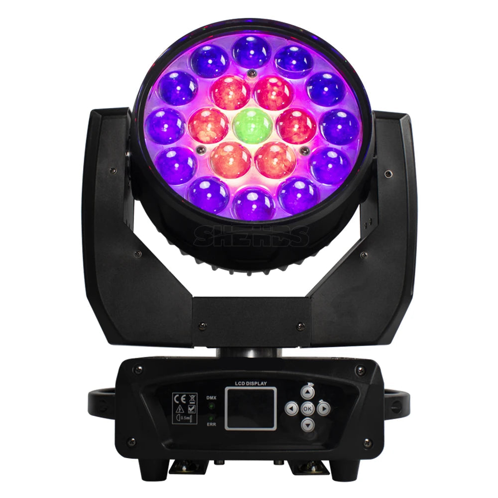 Discolamp - Party Lights - Disco licht - Party Laser  - Podiumverlichting - Mini LED & Laser Party Lamp - 19x15W Zoom & DMX-compatibel -  Discobal - Beam+Wash RGBW Moving Head Lich - 2 Stuks