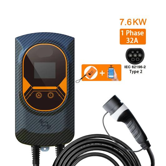 Laadpaal – Wallbox – Thuislader – Slimme Lader – Wifi Bediening – 7.6 kW - 32A - 1 Phase – IP66 Waterdicht - QUORE