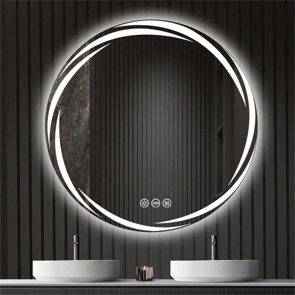 Badkamerspiegel - met LED - Wandspiegel Rond - Badkamerspiegel met Verlichting - Anti-condens - Dimbaar - Backlit - 3 Lichtkleuren - Touchscreen - IP56 Waterdicht - Draaduitgangsgroef - 60x60cm - QUORE