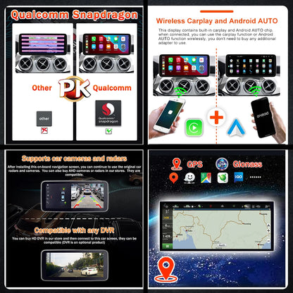 2DIN Multimedia Autoradio – Carplay Radio GPS Systeem Navigatie – Android 13 – 10,25 Inch Touchscreen – Snapdragon 8-Core Processor – 2GB RAM & 64GB Opslag
