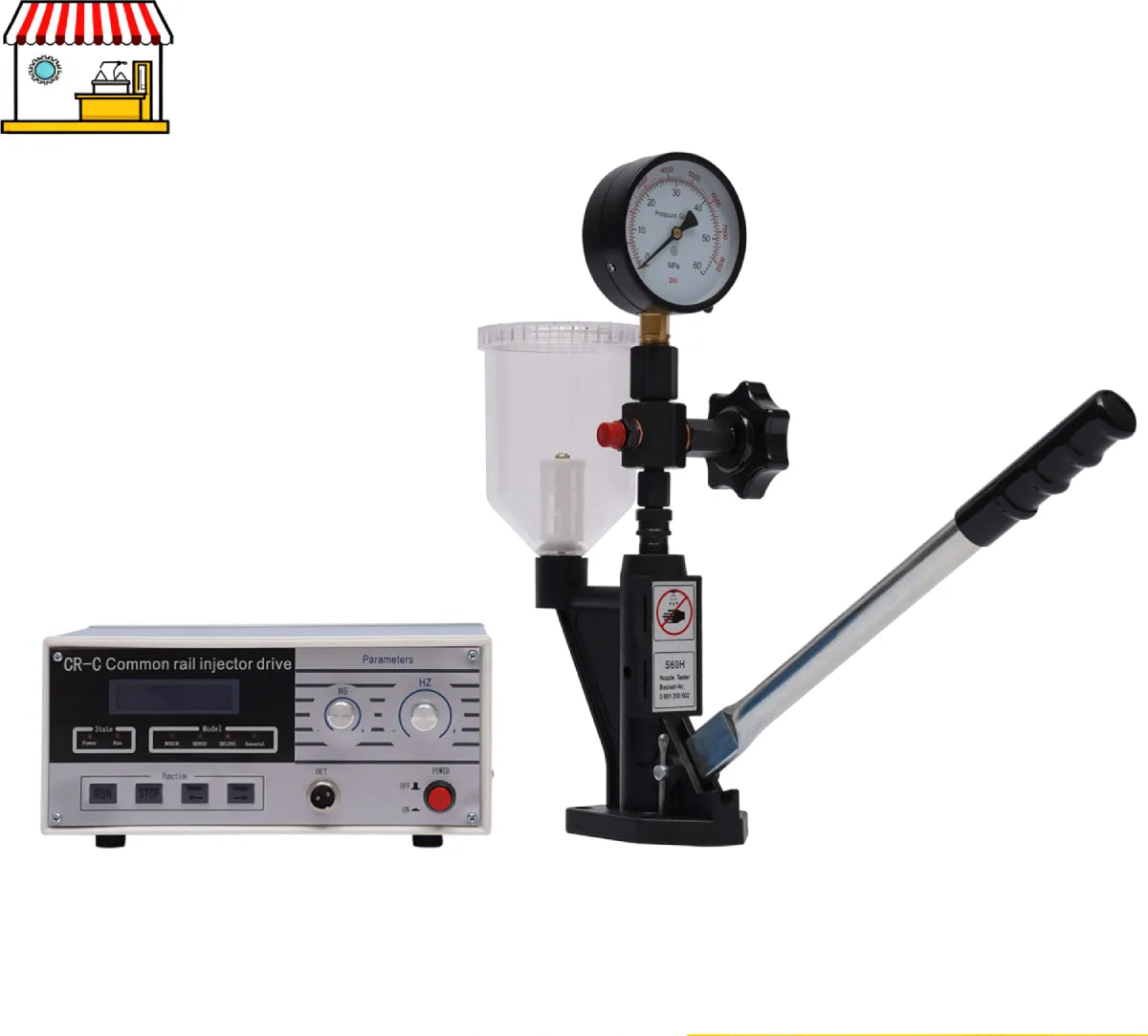 Dieselinjector Tester Set – Diesel Injector Tester – Brandstofinjector Testset – Common Rail Tester – S60H Nozzle Tester – 40 MPa Testdruk – 1 Liter Olieopvangbeker