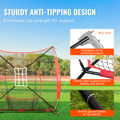 Rebounder - Softbal-rebounder - Bal - Softbal - Honkbal - 7ft x 7ft - voor Slaan Vangen Werpen - met Draagtas Balverzamelaar - QUORE
