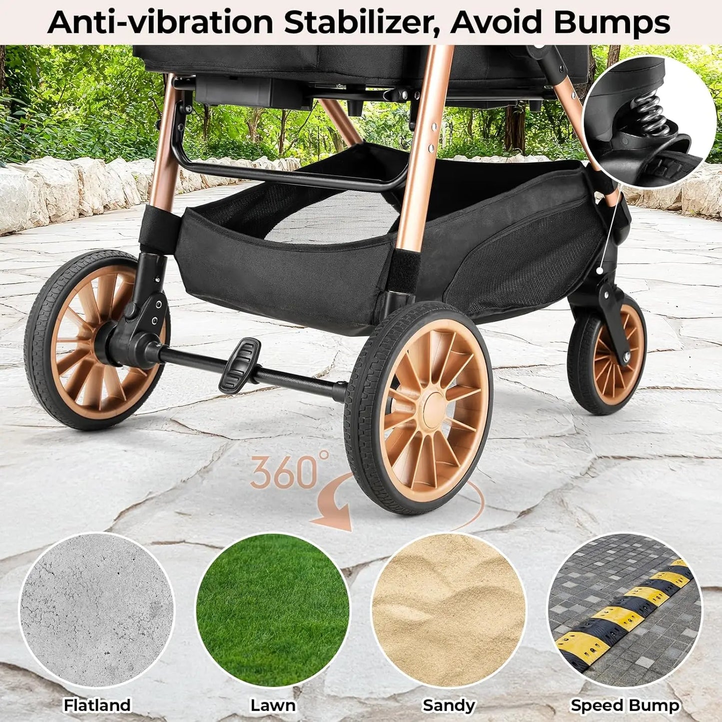 Hondenwagen – Hondenbuggy – Huisdierenwagen – Kattenwagen – Dierenbuggy – Schokdempende 360° Wielen – Lichtgewicht Koolstofstaal Frame