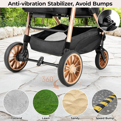 Hondenwagen – Hondenbuggy – Huisdierenwagen – Kattenwagen – Dierenbuggy – Schokdempende 360° Wielen – Lichtgewicht Koolstofstaal Frame