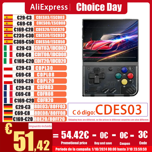 MIYOO Mini Plus Handheld Game Console Retro V3 Mini+ with 3.5 Inch Classic IPS Screen Linux System Christmas Gift - QUORE