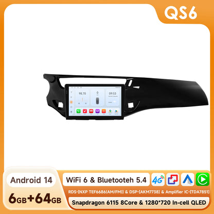 Android 14 Autoradio – Multimedia Systeem – Carplay Radio – GPS Navigatie – Bluetooth Audio – 9 Inch Touchscreen – 8-Core Snapdragon Processor