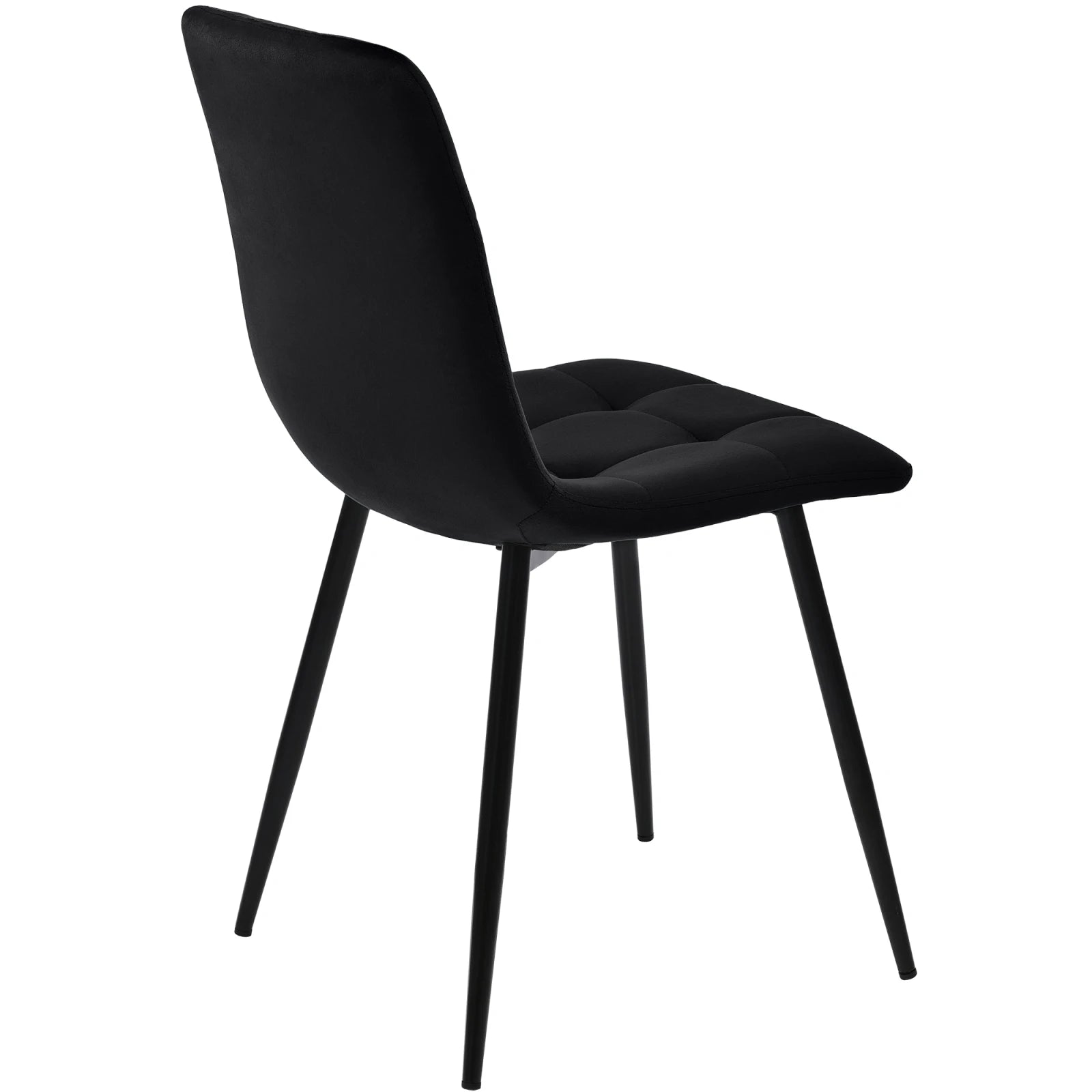 Eetkamerstoelen – Velvet Stoelen – Quilt Stoelen – Metalen Frame – Comfortabel Zitoppervlak – Vloerbescherming - Set van 4 - Donkergrijs - QUORE