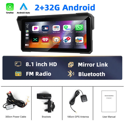 Android Smart Player – Multimedia Speler – Auto Radio – Motor Navigatie – Touchscreen Monitor – 8,1 Inch HD Scherm – Waterdicht IP68 – GPS Navigatie & Draadloos CarPlay