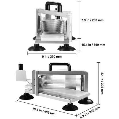 Tomatensnijder - Snijmachine - Handmatige Tomatensnijder - Groentesnijder  - Mandoline - frietsnijder - 0.25 inch - Heavy-Duty RVS Snijmachine - Roestvrijstalen Voedselsnijmachine met Antislip Voeten