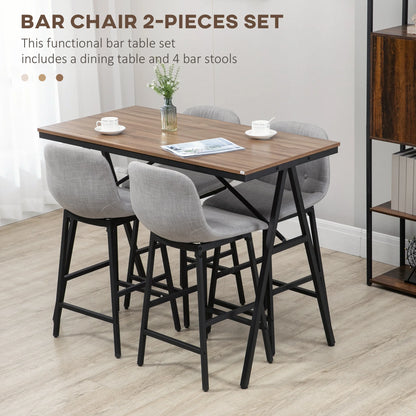 Bartafelset – Eettafelset – Barset – Bistroset – Barkrukken – Verstelbare Tafelpoot – Houten Tafelblad - Lichtgrijs