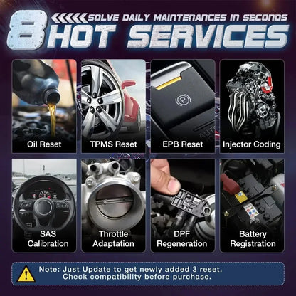 OBD2 Scanner - OBD - Uitleesapparatuur Auto - Diagnosecomputer - Storing Verwijderen - Auto Accessoires - Auto Uitlezen - 8 Reset Services - Systeem Scanner - QUORE
