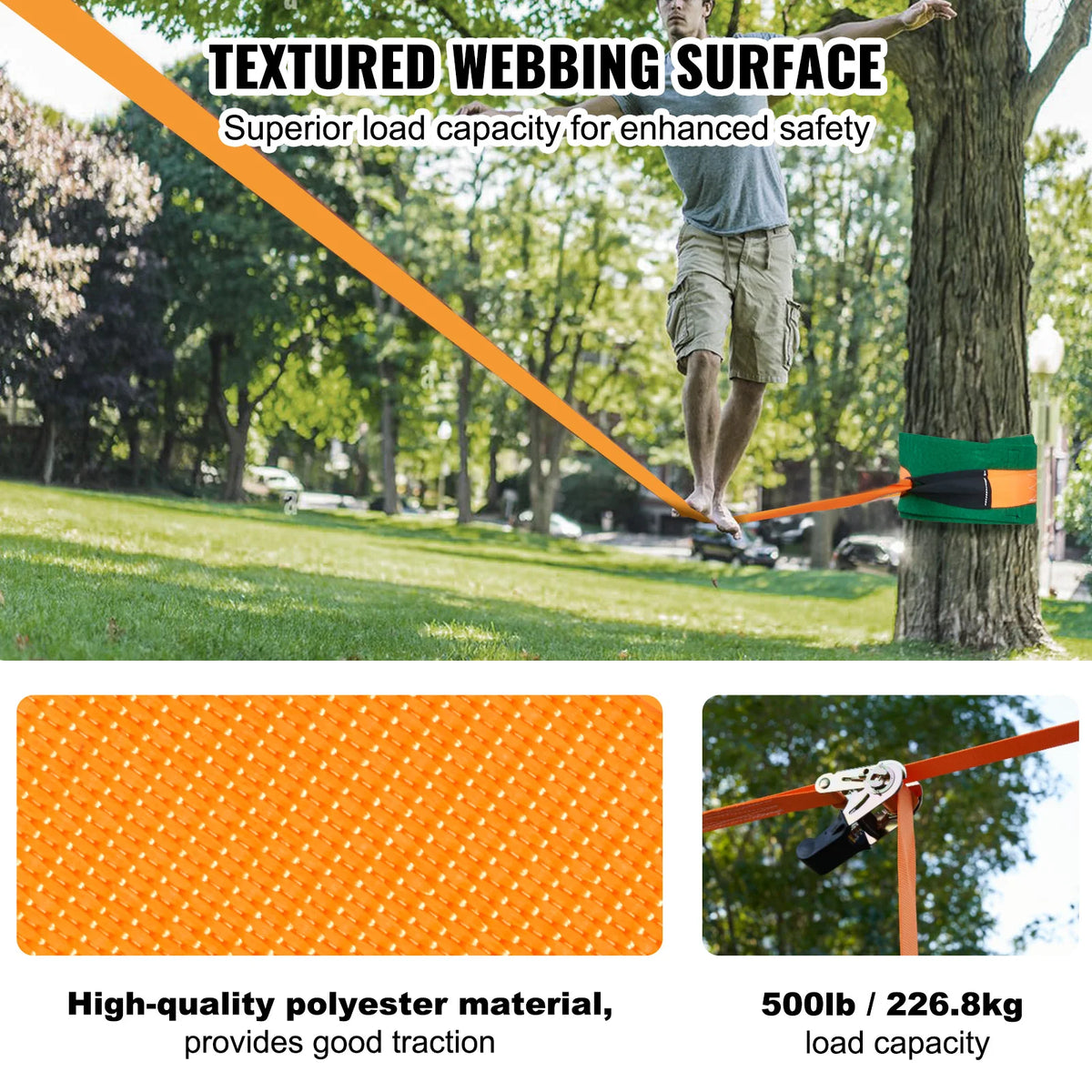 Vevor - Slack Line - Slackline Kids - Slackline Set - Complete Slackline Set - voor Kinderen, Volwassenen - QUORE