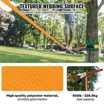Vevor - Slack Line - Slackline Kids - Slackline Set - Complete Slackline Set - voor Kinderen, Volwassenen - QUORE