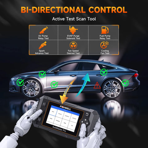 OBD2-Scanner - Diagnosecomputer - Slimme Diagnosetool - Foutverwijdering - Bidirectionele ABS SRS Auto OBD2 Scanner - Diagnostische EPB BRT Reset Tool - 26+ Reset - Zwart