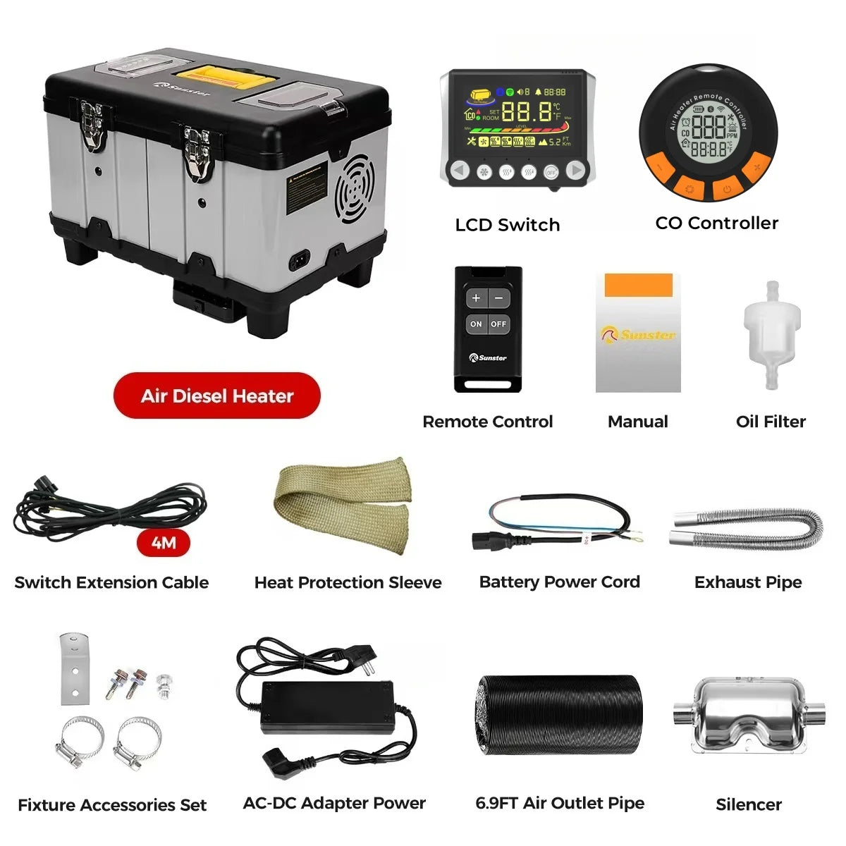 Dieselverwarming – Diesel Heater – Auto Heater – Caravan Verwarming – Mobiele Heater – 8KW Krachtige Warmte – Ingebouwd CO-Alarm voor Veiligheid - QUORE
