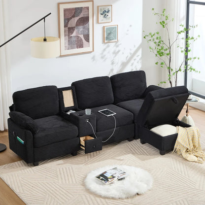 3-Persoonsbank – Driezitsbank – Zithoek – Bankstel – Sofa – Comfortabel Schuim – Afneembare Middenconsole Met Usb-C Aansluiting