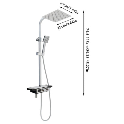 Douche - Regendouche - Douchewand - Douchekolom - Douchepanelen - Thermostatische Regendouche met Digitale Display - Slim & Stijlvol Douchesysteem - Chroom - Zilver