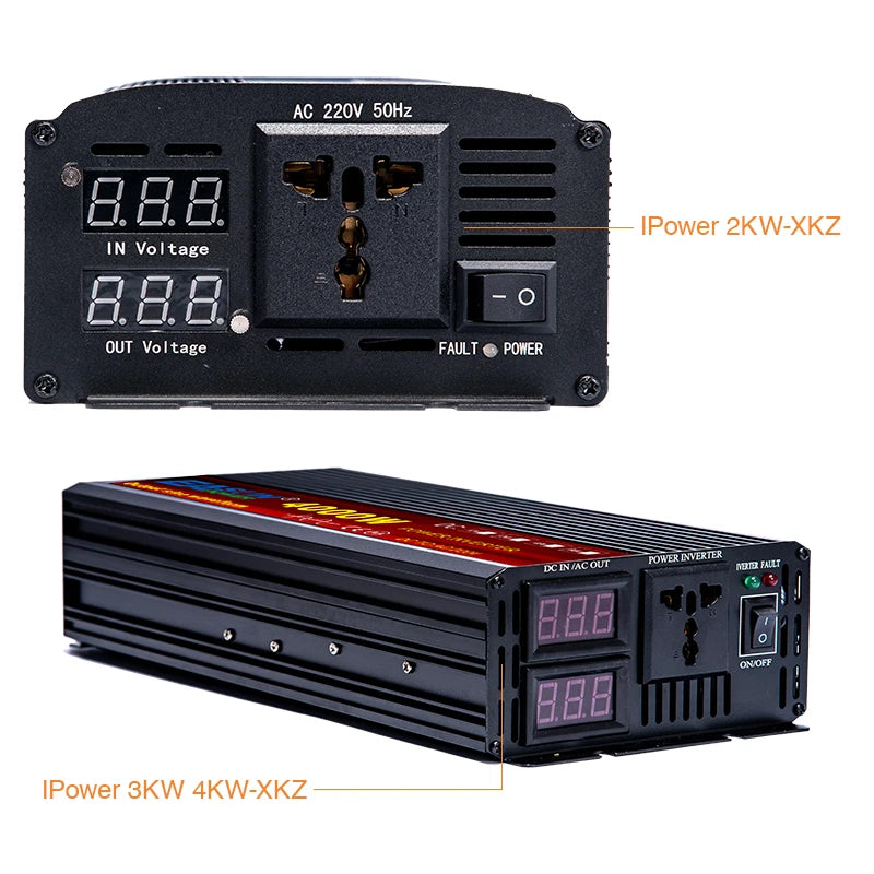 Omvormer – Spanningomvormer – Stroomomzetter – Converter – Zuivere Sinusomvormer 5000W 24V – Hoog Vermogen – LCD Display - QUORE
