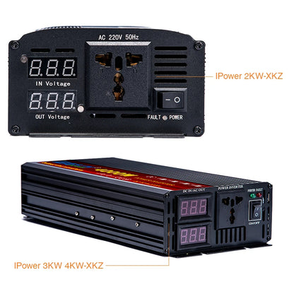 Omvormer – Spanningomvormer – Stroomomzetter – Converter – Zuivere Sinusomvormer 5000W 24V – Hoog Vermogen – LCD Display - QUORE