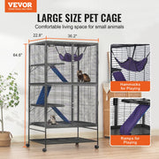 Vevor - Hamster - Hamster Cage - Hamster House - 64.6” Rolling Metal Ferret Cage Large 4-Tier Critter Nation Cage - for Pet Rats Hamster Guinea Chinchilla