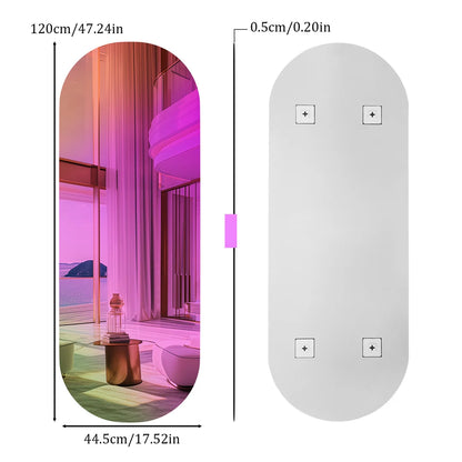 Spiegel – Wandspiegel – Passpiegel – Staande Spiegel – Ovale Spiegel – Iriserend Glas – Uniek Kleureffect