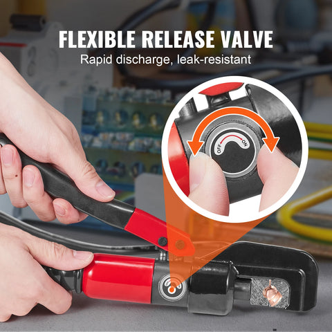 Vevor - Crimping Tool - Hydraulic Crimper - Copper and Aluminum Battery End Lug - with Cutting Pliers, Gloves - Red