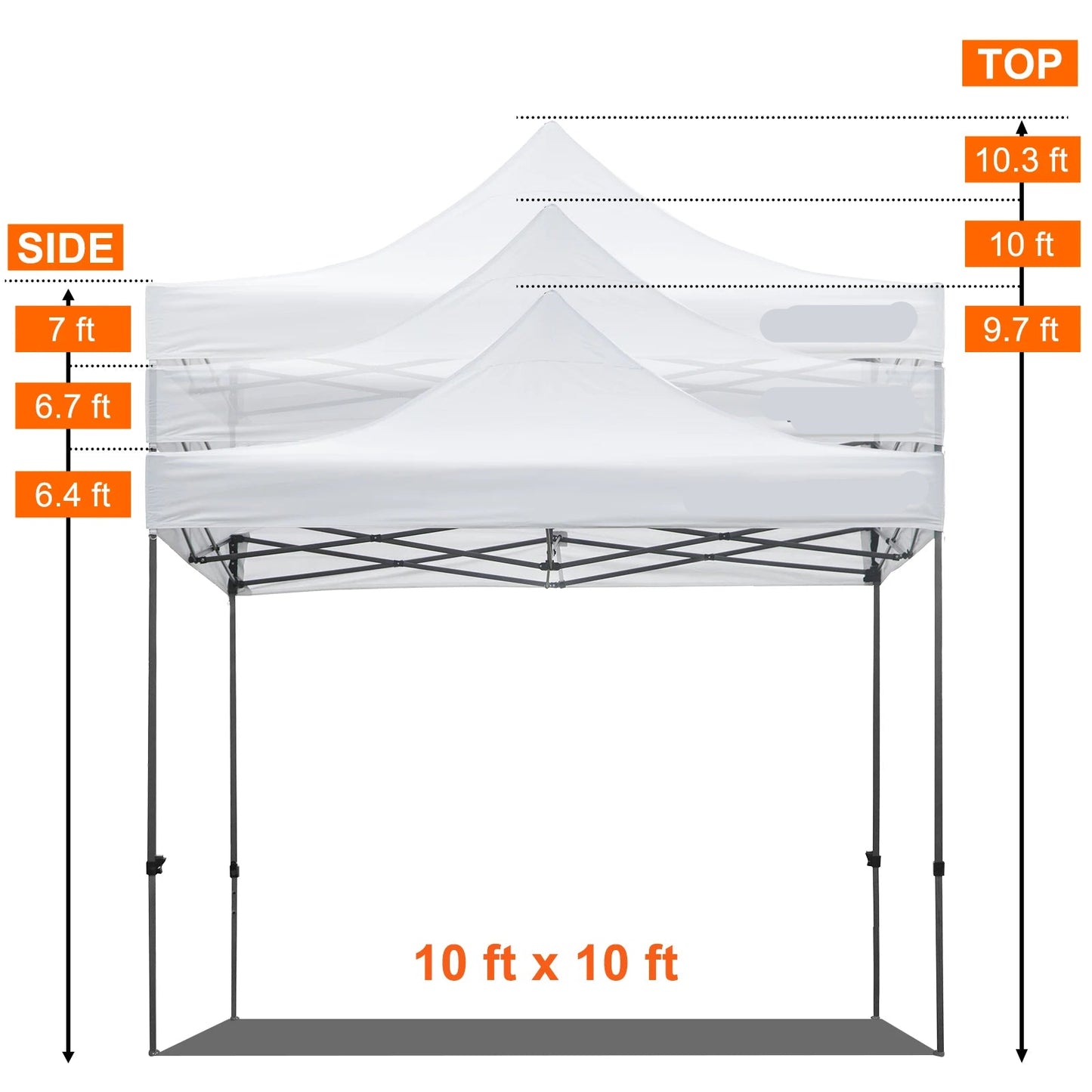 Canopy Tent - Tent - Pop up tent - Partytent - Paviljoen - 10x10ft – Partytenten - Waterdicht & UV-bescherming – Verwijderbare Zijpanelen – Inclusief Wheeled Bag - Wit