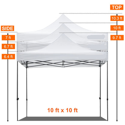 Canopy Tent - Tent - Pop up tent - Partytent - Paviljoen - 10x10ft – Partytenten - Waterdicht & UV-bescherming – Verwijderbare Zijpanelen – Inclusief Wheeled Bag - Wit