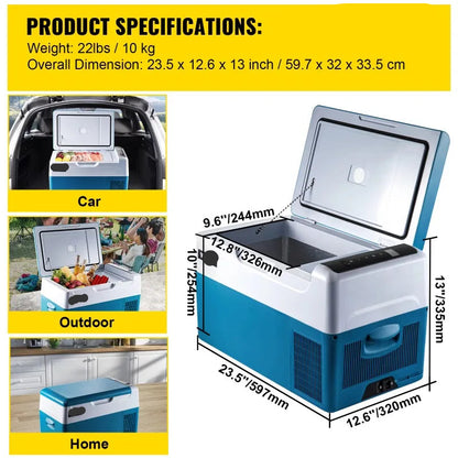 Autokoelkast - Koelbox - Elektrische Koelbox - Compressorkoelkast  - 22L - 12/24V DC en 110-240V AC - Draagbare - Mini Elektrische Koeler - Geschikt voor Auto, RV, Camping en Thuisgebruik