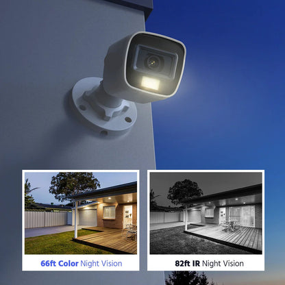 Beveiligingscamera's - Camerabewaking - CCTV Camerasysteem - Waterdichte - 5MP Resolutie - 8-Kanaals DVR & Dual-Light Technologie - Kleur Nachtzicht & Audio - 4 Stuks Bullet Camera’s -Geïntegreerde HDD van 4TB