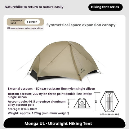 Ultralichte 1-Persoons Tent – Camping Tent – Trekking Tent – Outdoor Tent – Festival Tent – Waterdicht 3 Seizoenen – 1,34 kg Met Waterdichte Grondmat