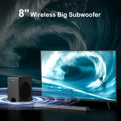 Soundbar - Soundbar for TV - Speakers - Speaker cables - Speaker - Dolby Atmos - 4K HDR pass-through system - 8" Wireless Subwoofer - 520W - 50Hz-20KHz - Black