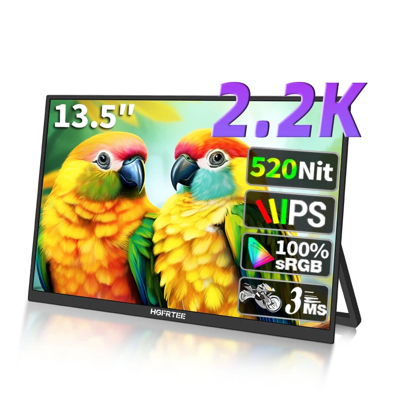 Draagbare Monitor – Portable Scherm – Tweede Scherm – Laptop Monitor – Gaming Monitor – 13,5 Inch – 2.2K Resolutie – 520 cd/m² Helderheid - QUORE
