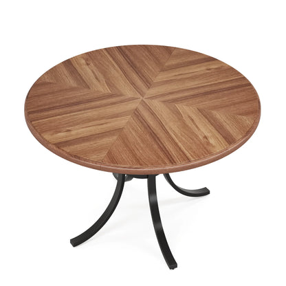 Ronde Eettafel – Eettafel – Ontbijttafel – Theetafel – Woonkamertafel – 120x120 Cm – Houtfineer Met Metalen Poten