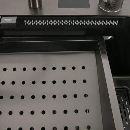 Ruime Keukenspoelbak – Dubbele Spoelbak – Werkstation Spoelbak – Keukenbak – RVS Spoelbak – Digitale Waterval Kraan – Uittrekbare Sproeikop – 80 x 46 cm – Nano Elektrolytische Coating