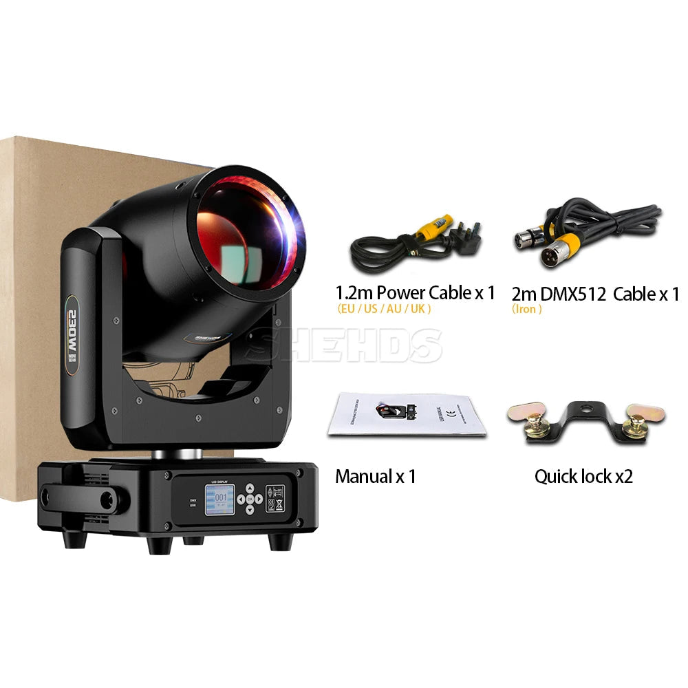 Moving Head – Mini Moving Head – Beam Spot – DJ Verlichting – Podiumlicht – 230W Krachtige Beam – 1,2°-30° Zoomfunctie