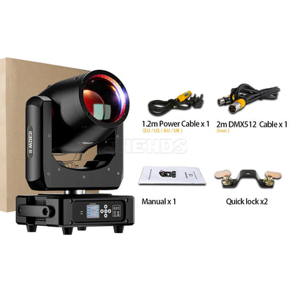 Moving Head – Mini Moving Head – Beam Spot – DJ Verlichting – Podiumlicht – 230W Krachtige Beam – 1,2°-30° Zoomfunctie