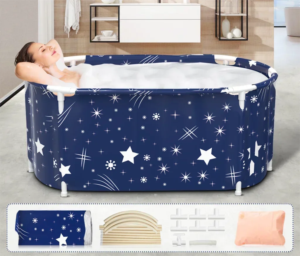 Badkuip - Jacuzzi - Bad Spa - Bath Bucket - Mobiele Badkuip - Dompelbad - voor Ijsbad - Kunststof - 120 cm - Blauw