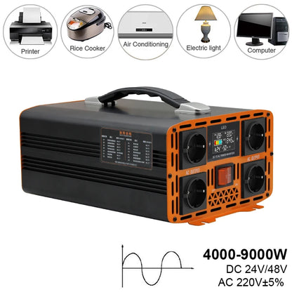 Omvormer 5000W 12V – Stroomomzetter – Spanningsomzetter – DC naar AC Converter – Zuinige Solar Inverter – Pure Sinusgolf – Continu Vermogen 2500W – Intelligente Koeling