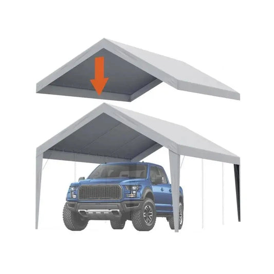 Tent - Carport Replacement Canopy Cover - Garage Top Tent - Shelter Tarp - Heavy-Duty - 10x20ft - Waterdicht & UV-beschermd - Frame Niet Inbegrepen - Grijs