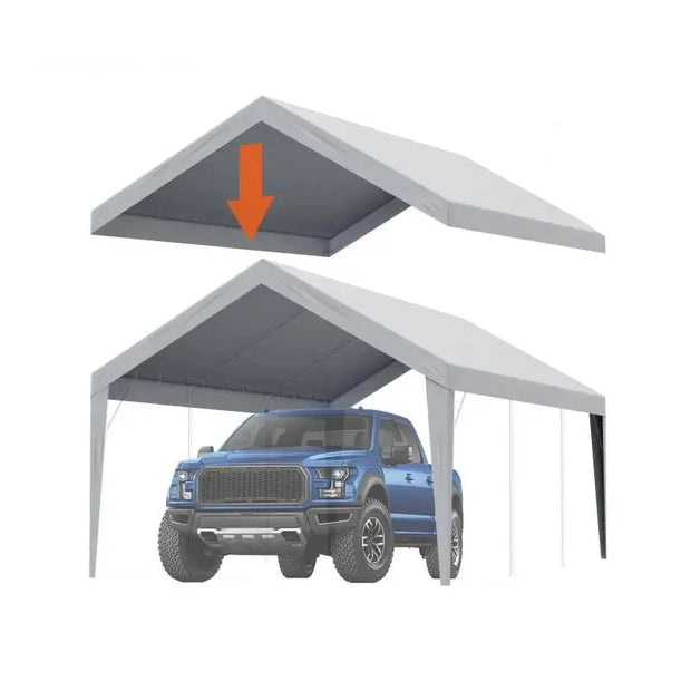 Tent - Carport Replacement Canopy Cover - Garage Top Tent - Shelter Tarp - Heavy-Duty - 10x20ft - Waterdicht & UV-beschermd - Frame Niet Inbegrepen - Wit