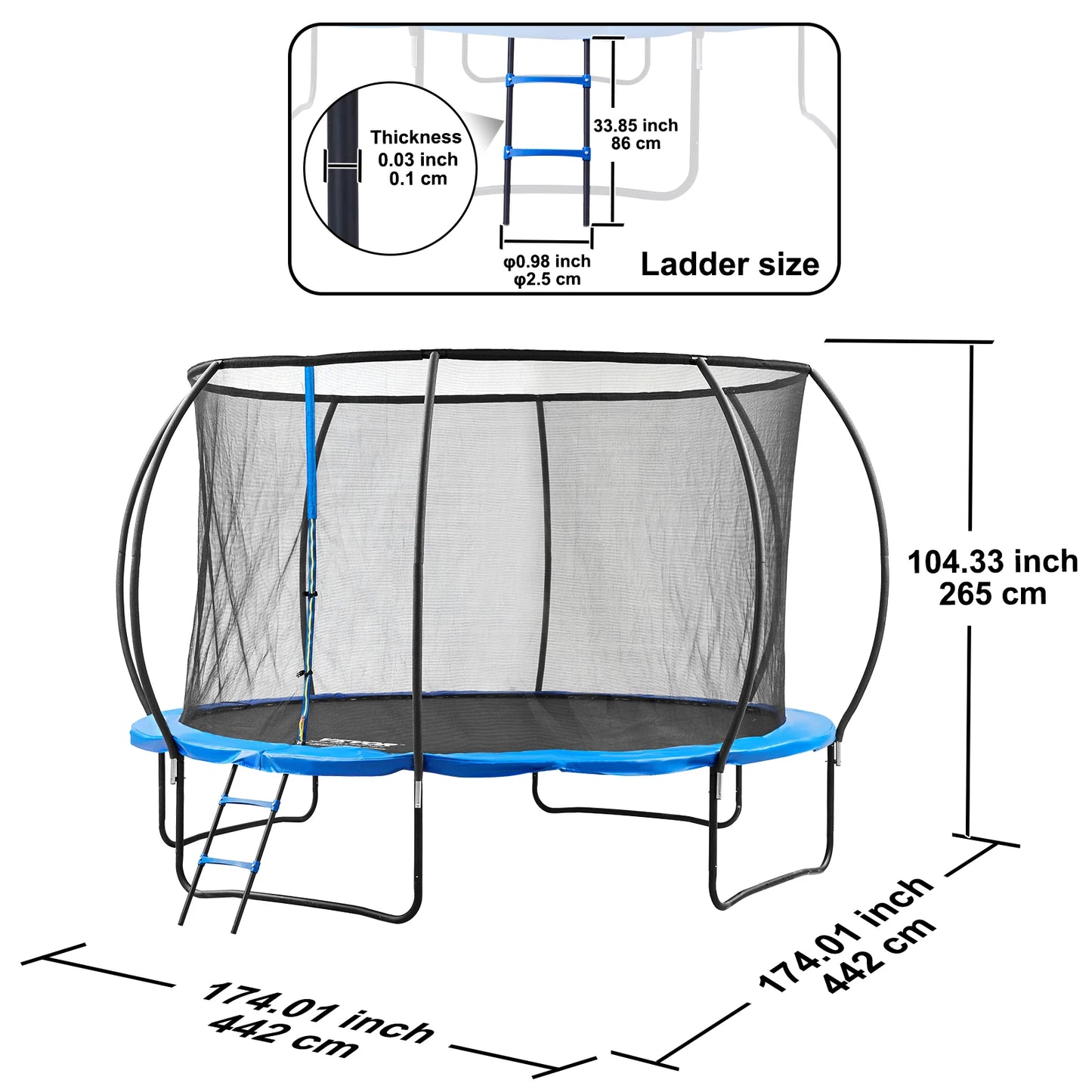 Trampoline - Rebounder - Trampoline met Veiligheidsnet - Tuintrampoline - 12ft - Stevige – Inclusief Springmat en Randbescherming – Geschikt voor Kinderen en Volwassenen – Outdoor Recreatief Gebruik