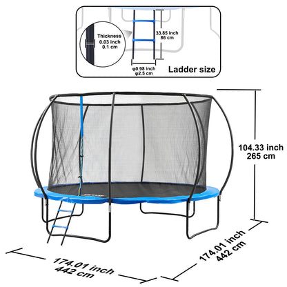 Trampoline - Rebounder - Trampoline met Veiligheidsnet - Tuintrampoline - 12ft - Stevige – Inclusief Springmat en Randbescherming – Geschikt voor Kinderen en Volwassenen – Outdoor Recreatief Gebruik