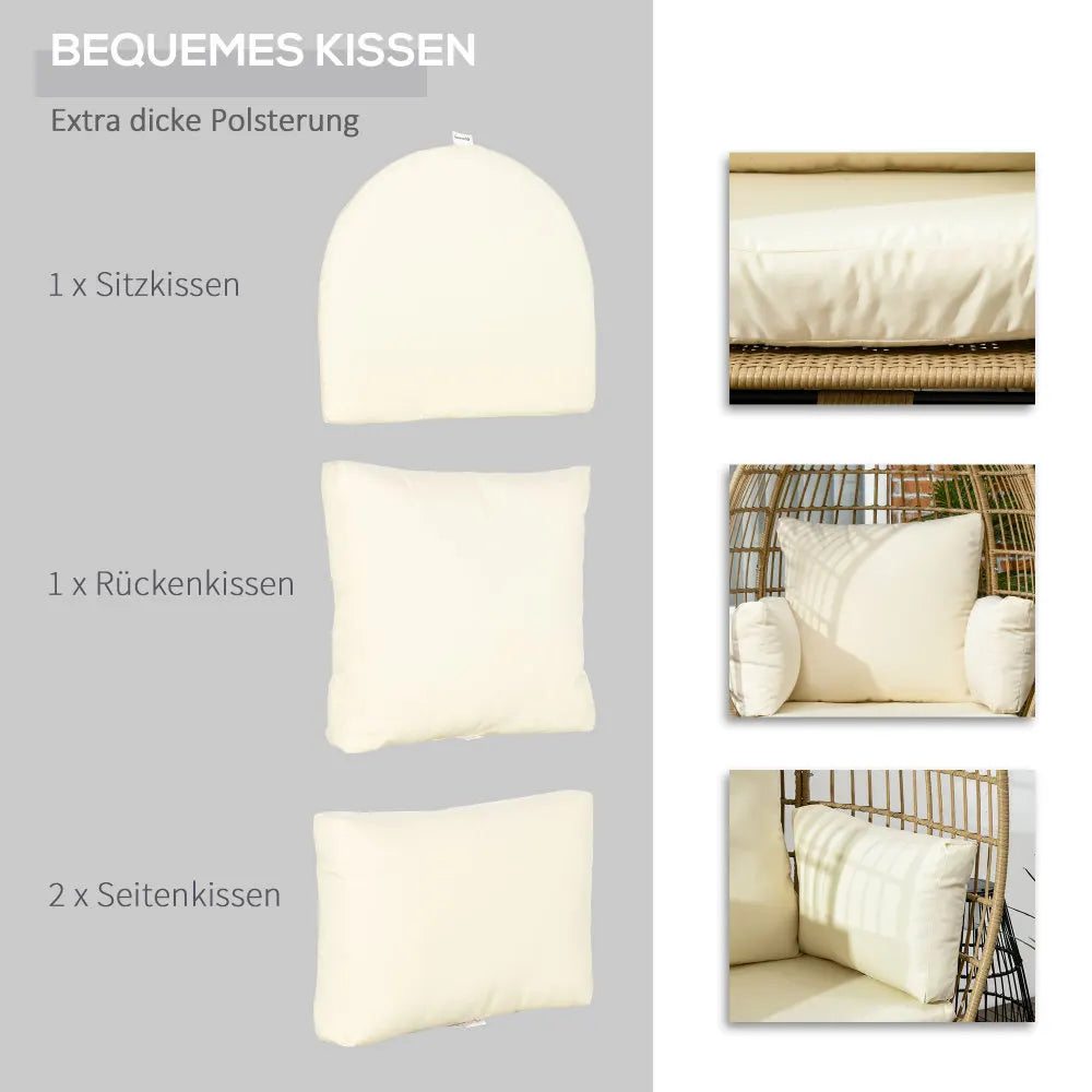 Tuinstoel – Balkonstoel – Relaxstoel – Lounge Stoel – Verhoogde Fauteuil – Met Verstelbare Pootjes – Met Dik Kussen - 105 x 90 x 148 cm - Donkerkhaki