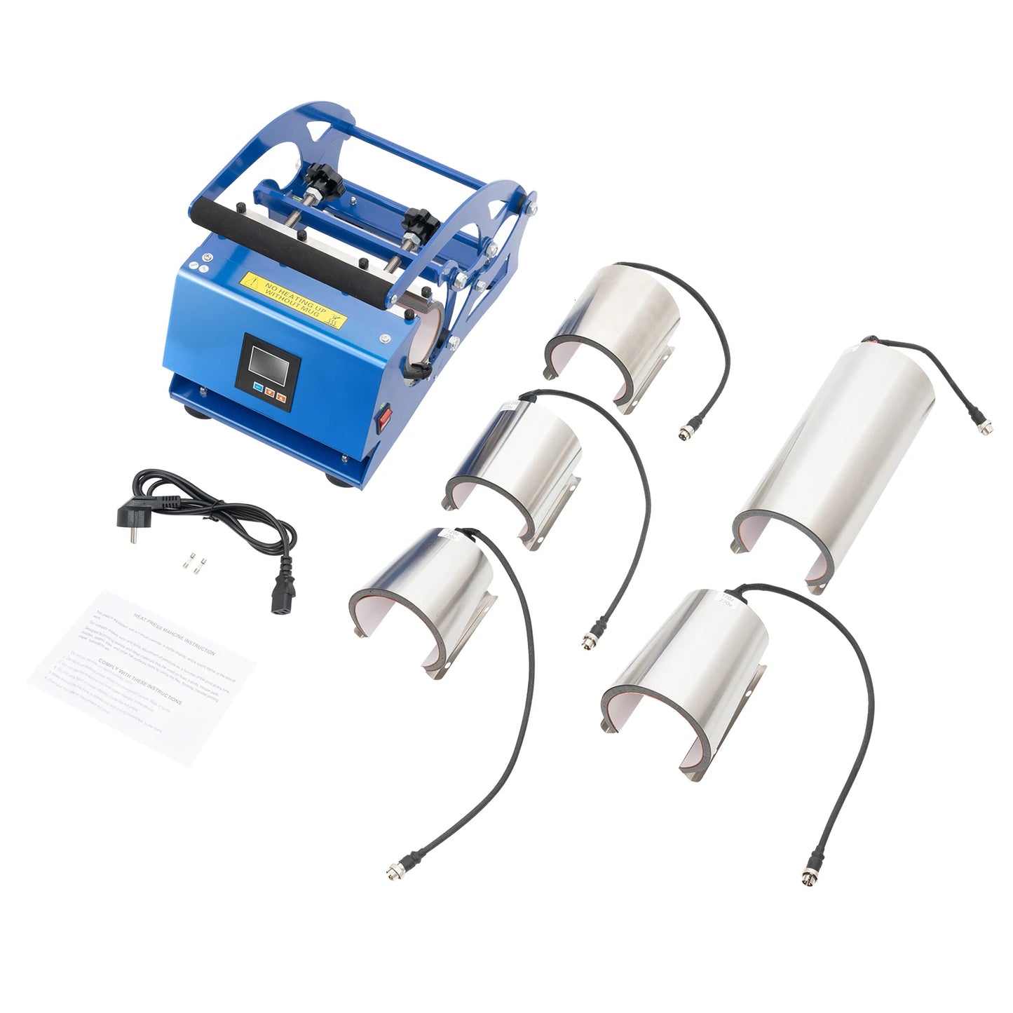 Mokkenpers – Sublimatiepers – Mokkenpersmachine – Bekers Persen – 6-in-1 Maatset – 500W Verwarming – Digitaal Display